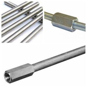 Kovové šroubení se šestihrannou spojkou se závitovou tyčí a pozinkovanou ocelí